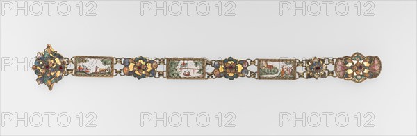 Belt, 1700s. Netherlands, early 18th century. Enamel on copper with gilt metal mounts and cloisonné medallions; overall: 55.9 cm (22 in.).