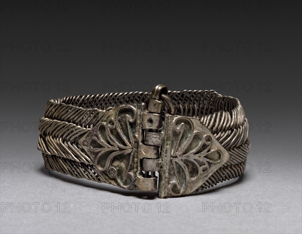 Bracelet, 1700s-1800s. Bulgaria, 18th-19th century. Silver; diameter: 6.4 cm (2 1/2 in.).