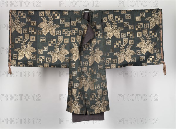 Noh Robe ((Karigi), 1800-1850. Japan, 19th century, Tokugawa Period (1600-1850). Silk, satin weave (?) with supplementary metal thread weft; overall: 162.6 x 190.5 cm (64 x 75 in.)