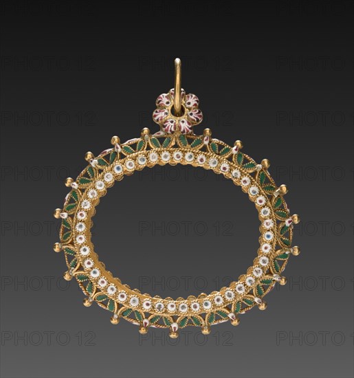 Pendant, late 1600s. Spain, late 17th century. Gold and enamel; overall: 4.7 x 4.7 cm (1 7/8 x 1 7/8 in.).