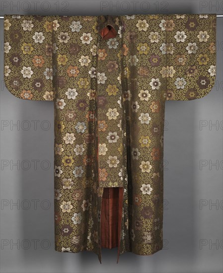 Noh Robe (Karaori), 1800-1850. Japan, 19th century, Tokugawa Period (1600-1850). Silk, twill weave with supplementary weft, brocaded; metal thread; overall: 151.2 x 137.2 cm (59 1/2 x 54 in.).
