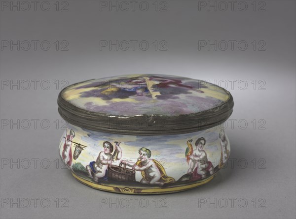 Box, 1700s. Italy or Germany, 18th century. Enamel on copper, metal mounts with traces of gilding; overall: 4.3 x 7.4 cm (1 11/16 x 2 15/16 in.).