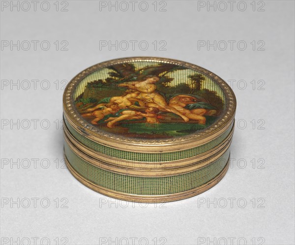 Snuff Box, 1700s. France, 18th century. Wood decorated with lacquer with gold or gilt metal mounts, lined in tortoiseshell; overall: 3.9 x 7.8 cm (1 9/16 x 3 1/16 in.).