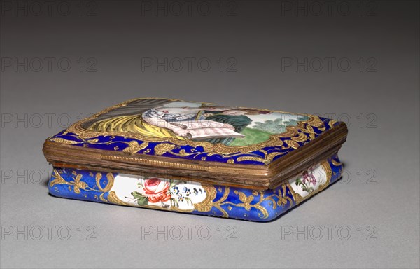 Snuff Box, late 1700s. South Staffordshire Factory (British). Enamel on copper with gilt metal mounts; overall: 2.3 x 7 x 5.5 cm (7/8 x 2 3/4 x 2 3/16 in.).