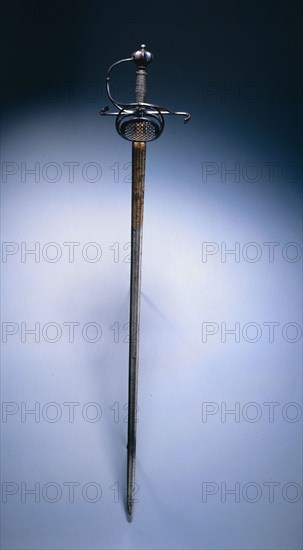 Rapier, c. 1620-1630. Clemens Horn (German, 1586-1617). Steel, blued and gilded; overall: 111.1 cm (43 3/4 in.); blade: 89.2 cm (35 1/8 in.); quillions: 21.3 cm (8 3/8 in.).