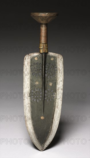 Dagger, 1800s. Central Africa, Democratic Republic of the Congo, 19th century. Forged iron,  brass grip and pommel; overall: 44.8 cm (17 5/8 in.)