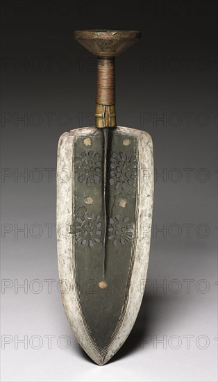 Dagger, 1800s. Central Africa, Democratic Republic of the Congo, 19th century. Forged iron, brass grip and pommel; overall: 44.8 cm (17 5/8 in.)