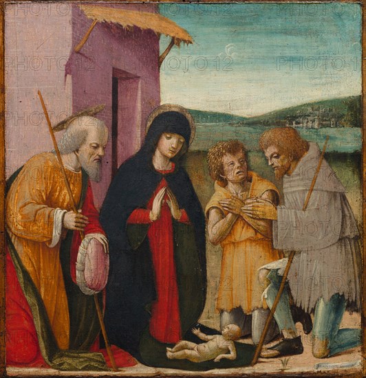 Adoration of the Shepherds, c. 1480-1500. Italy, 15th century. Oil on wood; unframed: 36 x 34.5 cm (14 3/16 x 13 9/16 in.)