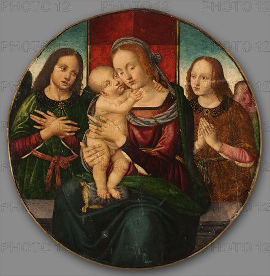 Virgin and Child with Angels, early 1500s. Master of the Holden Tondo (Italian). Oil on wood; framed: 115 x 115 x 8 cm (45 1/4 x 45 1/4 x 3 1/8 in.); unframed: 86 x 83.5 cm (33 7/8 x 32 7/8 in.).