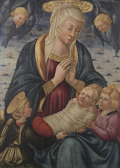 Virgin and Child with Angels, after 1460. Neri de Bicci (Italian, 1419-1491). Tempera on wood; framed: 109.8 x 110.2 x 15 cm (43 1/4 x 43 3/8 x 5 7/8 in.); unframed: 64 x 45.5 cm (25 3/16 x 17 15/16 in.).