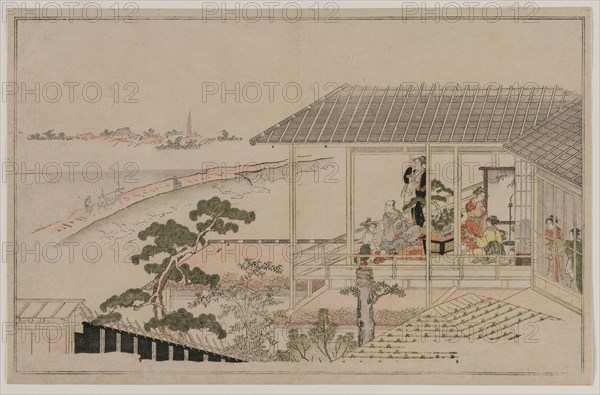 Moonrise Over the Nihon Embankment and the Yoshiwara, 1790. Kitagawa Utamaro (Japanese, 1753?-1806). Color woodblock print; sheet: 35.3 x 48.3 cm (13 7/8 x 19 in.).