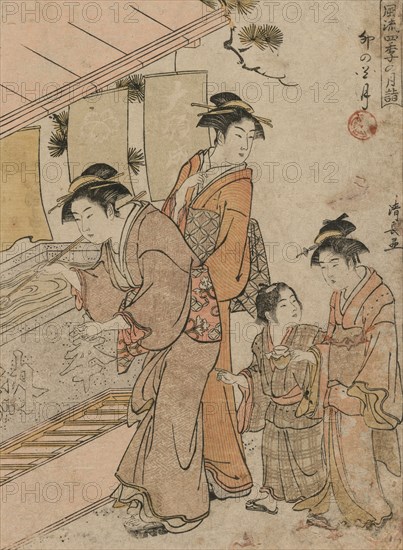 The Fourth Month (from the series Fashionable Monthly Visits to Temples in the Four Seasons), 1784. Torii Kiyonaga (Japanese, 1752-1815). Color woodblock print; sheet: 18.5 x 25.4 cm (7 5/16 x 10 in.).