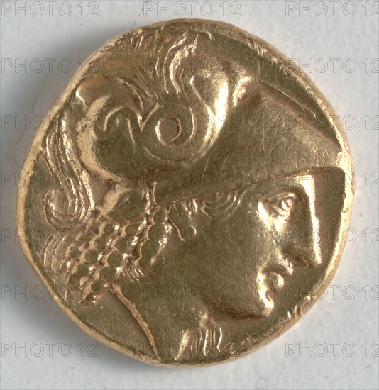 Stater: Athena (obverse), 323-317 BC. Egypt, Ptolemy I for Philip III Arrhidaeus, reign of Philip III Arrhidaeus. Gold; overall: 2.8 cm (1 1/8 in.).
