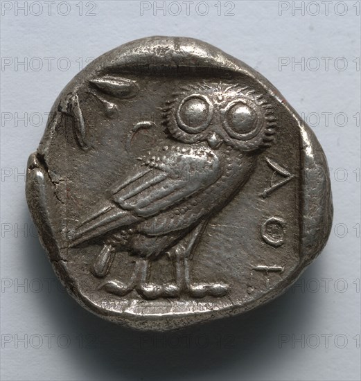 Stater: Owl (reverse), 514-407 BC. Greece, Athens, late 6th-early 5th century BC. Silver; diameter: 2.3 cm (7/8 in.).