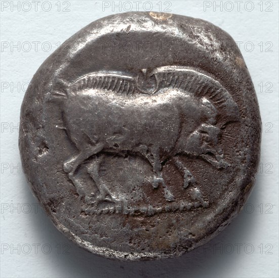 Stater: Boar (obverse), 500-450 BC. Greece, Lycia, 5th century BC. Silver; diameter: 2 cm (13/16 in.).