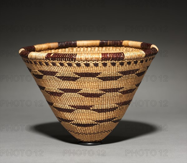 Burden Basket Model, 1900. Mary Benson. Redbud, sedge; twined (plain twine); overall: 10.8 x 15 cm (4 1/4 x 5 7/8 in.).