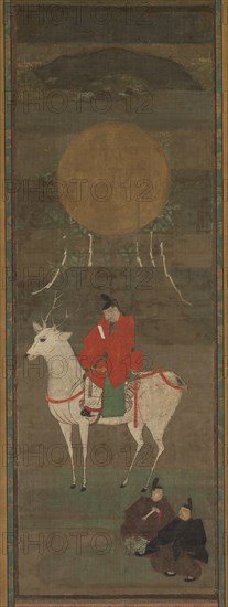 Kasuga Mandala, 14th Century. Japan, Nambokucho, Ashikaga period. Hanging scroll; ink and color on silk; overall: 212.7 x 63.3 cm (83 3/4 x 24 15/16 in.); including mounting: 119.4 x 41 cm (47 x 16 1/8 in.).