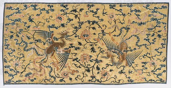 Wall Hanging, late 1700s - early 1800s. China, Qing Dynasty (1644-1912). Silksatin weave ground with supplementary silk weft wool.; overall: 188 x 378.4 cm (74 x 149 in.)