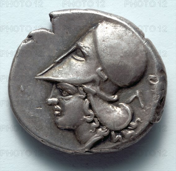 Corinthian Stater: Athena (reverse), c. 380 BC. Greece, 4th century BC. Silver; diameter: 2.2 cm (7/8 in.).