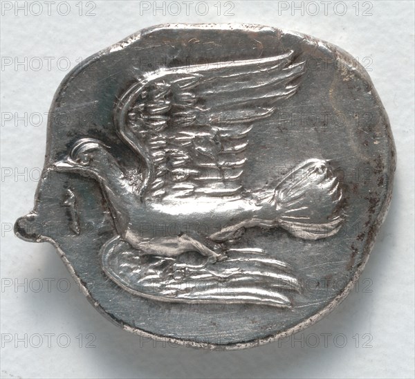 Drachma: Flying Dove (reverse), 400-323 BC. Greece, Peloponnesus, 4th century BC. Silver; diameter: 1.8 cm (11/16 in.).