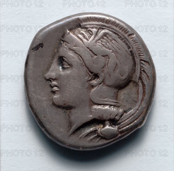 Stater: Athena (obverse), c. 400 BC. Greece, late 5th century BC. Silver; diameter: 2 cm (13/16 in.).