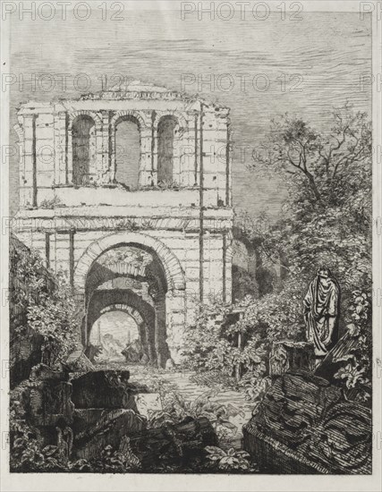 Ruines du Palais Lallien. Maxime Lalanne (French, 1827-1886). Etching