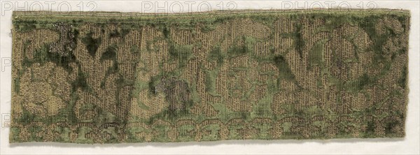 Velvet Textile, 16th century. Spain, 16th century. Velvet; silk and metallic thread; overall: 43 x 14.5 cm (16 15/16 x 5 11/16 in.)