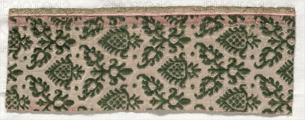 Velvet Fragment, 1500s. Italy, 16th century. Velvet (cut and uncut); silk; overall: 29 x 10.7 cm (11 7/16 x 4 3/16 in.)