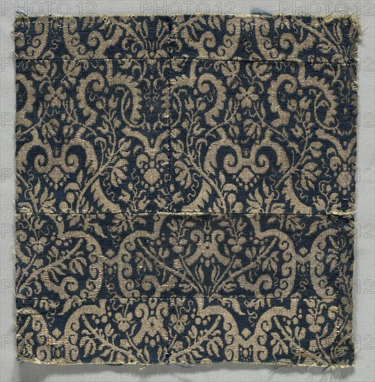Textile Fragment, 1600s. Italy, 17th century. Lampas weave (?); overall: 24 x 23.3 cm (9 7/16 x 9 3/16 in.).