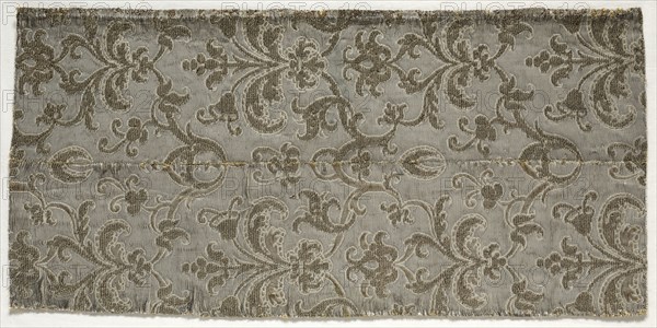 Gold and Silver Cloth, late 16th century. Spain, late 16th century. Brocaded silk with metal thread; average: 54.6 x 26.7 cm (21 1/2 x 10 1/2 in.)