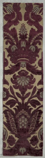 Velvet Textile, 1600s. Italy, Genoa ?, second half of 17th century. Velvet (cut and uncut); silk; overall: 90.2 x 24.2 cm (35 1/2 x 9 1/2 in.)