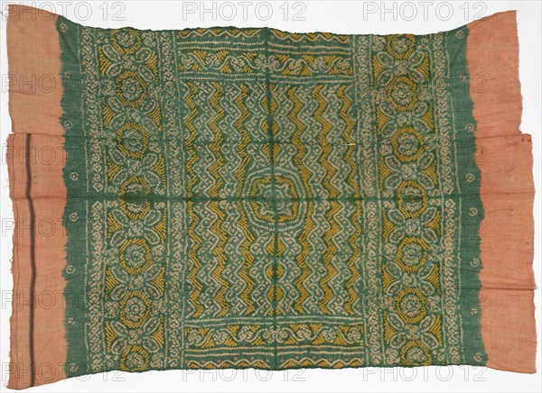 Fragment, 1800s. India, 19th century. Cotton; tied and dyed; overall: 137.2 x 188 cm (54 x 74 in.)