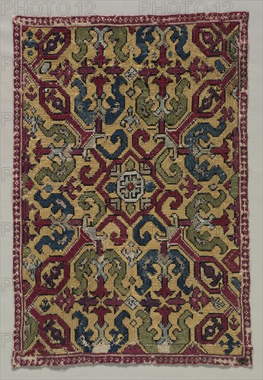 Embroidered Cushion Cover, 17th-18th century. Morocco, Chechauen, 17th-18th century. Embroidery: silk on linen tabby ground; average: 48.6 x 33.7 cm (19 1/8 x 13 1/4 in.).