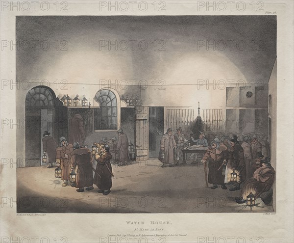 Watch House, St. Mary Le Boue, 1809. Thomas Rowlandson (British, 1756-1827), and Augustus Charles Pugin (British, 1762-1832). Etching