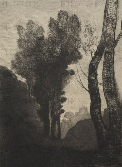 Environs of Rome, 1866. Jean Baptiste Camille Corot (French, 1796-1875), Cadart and Luquet. Etching; sheet: 36.8 x 27.6 cm (14 1/2 x 10 7/8 in.); platemark: 29 x 21.3 cm (11 7/16 x 8 3/8 in.)