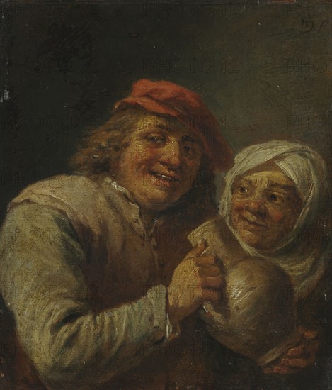 Old Man and Woman, 1700s. Imitator of David Teniers (Flemish, 1610-1690). Oil on wood; unframed: 13.8 x 12 cm (5 7/16 x 4 3/4 in.).