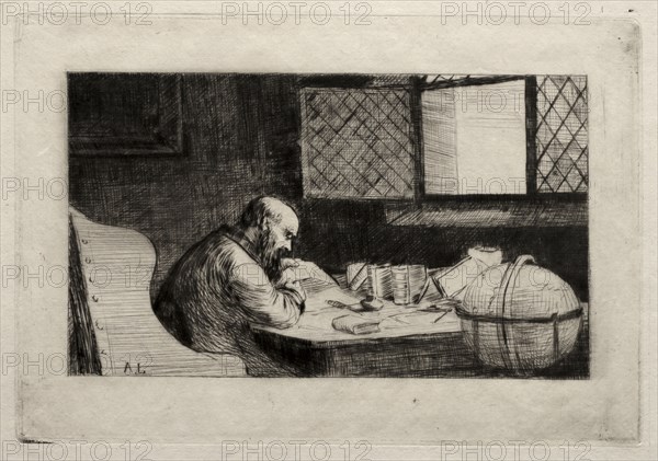 The Philosopher. Alphonse Legros (French, 1837-1911). Etching