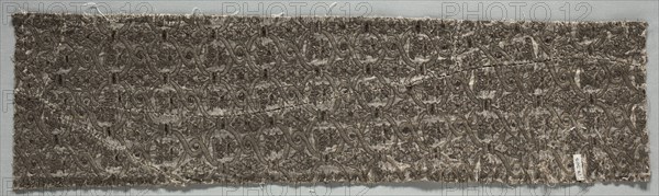 Brocaded Textile, early 1600s. Italy, early 17th century. Plain compound cloth, brocaded and couched; silk and metal thread; overall: 62.2 x 16.5 cm (24 1/2 x 6 1/2 in.)