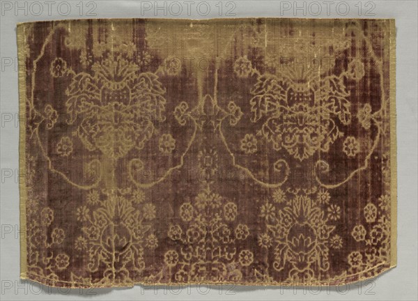 Velvet Fragment, 1400s. Italy, 15th century. Velvet (cut and voided); silk ; overall: 42.2 x 59 cm (16 5/8 x 23 1/4 in.).