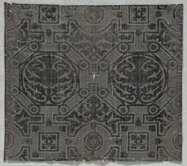 Velvet Textile, 1500s. Italy, 16th century. Velvet; overall: 50.1 x 57.1 cm (19 3/4 x 22 1/2 in.).