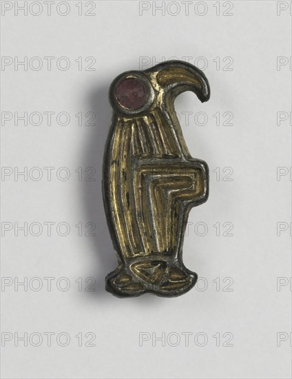 Eagle-Shaped Fibula, 500s. Frankish, Migration period, 6th century. Bronze with traces of gilding and silver, and garnets; overall: 2.6 x 1.3 x 0.8 cm (1 x 1/2 x 5/16 in.).