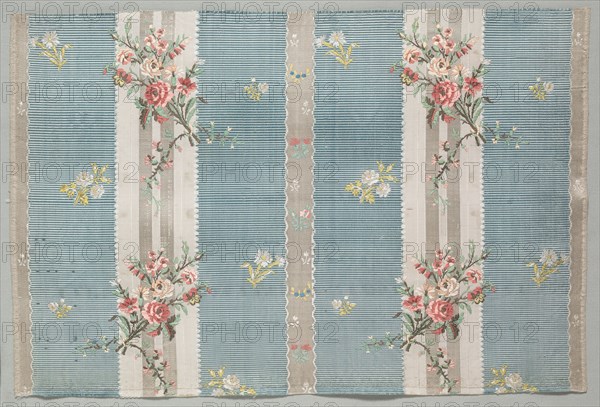 Taffeta Fragment, late 1700s. France, late 18th century, Period of Louis XVI (1774-1793). Taffeta, warp-patterned and brocaded; silk; overall: 52.7 x 40 cm (20 3/4 x 15 3/4 in.)