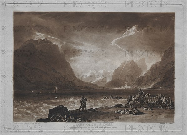 Liber Studiorum:  Lake of Thun, Swiss. Joseph Mallord William Turner (British, 1775-1851). Etching and mezzotint