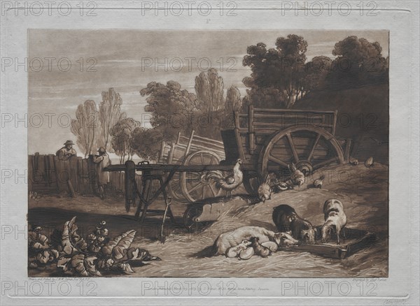 Liber Studiorum:  The Farmyard with the Cock. Joseph Mallord William Turner (British, 1775-1851). Etching and mezzotint