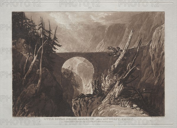 Liber Studiorum:  Little Devil's Bridge over the Russ, above Altdorft, Swiss. Joseph Mallord William Turner (British, 1775-1851). Etching and mezzotint