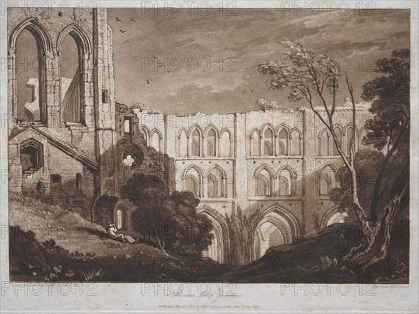 Liber Studiorum:  Rivaux Abbey, Yorkshire. Joseph Mallord William Turner (British, 1775-1851). Etching and mezzotint