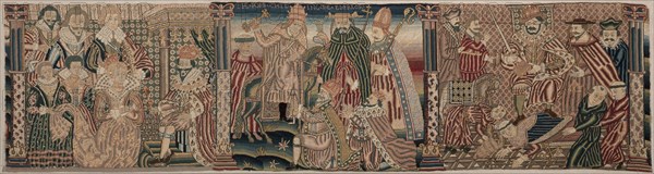 Sections of an Embroidered Frieze, 1625-1649. England, Period of Charles I (1625-1649), 17th century. Petit-point embroidery; wool and silk; overall: 43.7 x 164.4 cm (17 3/16 x 64 3/4 in.)