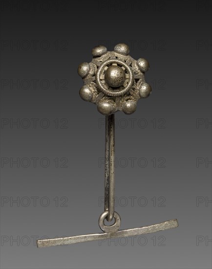 Button, 1800s. Sardinia, 19th century. Silver; overall: 9 cm (3 9/16 in.).