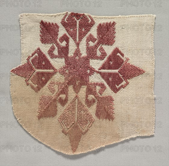 Fragment of Embroidery, 1700s. Greece, Cyclades Islands, Naxos, 18th century. Embroidery: silk on linen tabby ground; overall: 15.6 x 15.9 cm (6 1/8 x 6 1/4 in.).