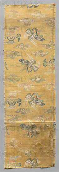 Fragment, 1700s. China, 18th century. Satin ground; silk diasper weave; overall: 73.7 x 21 cm (29 x 8 1/4 in.)
